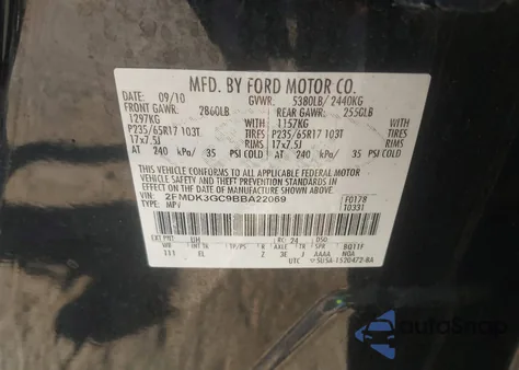 2011 Ford Edge Se z USA, uszkodzony, nr VIN 2FMDK3GC9BBA22069